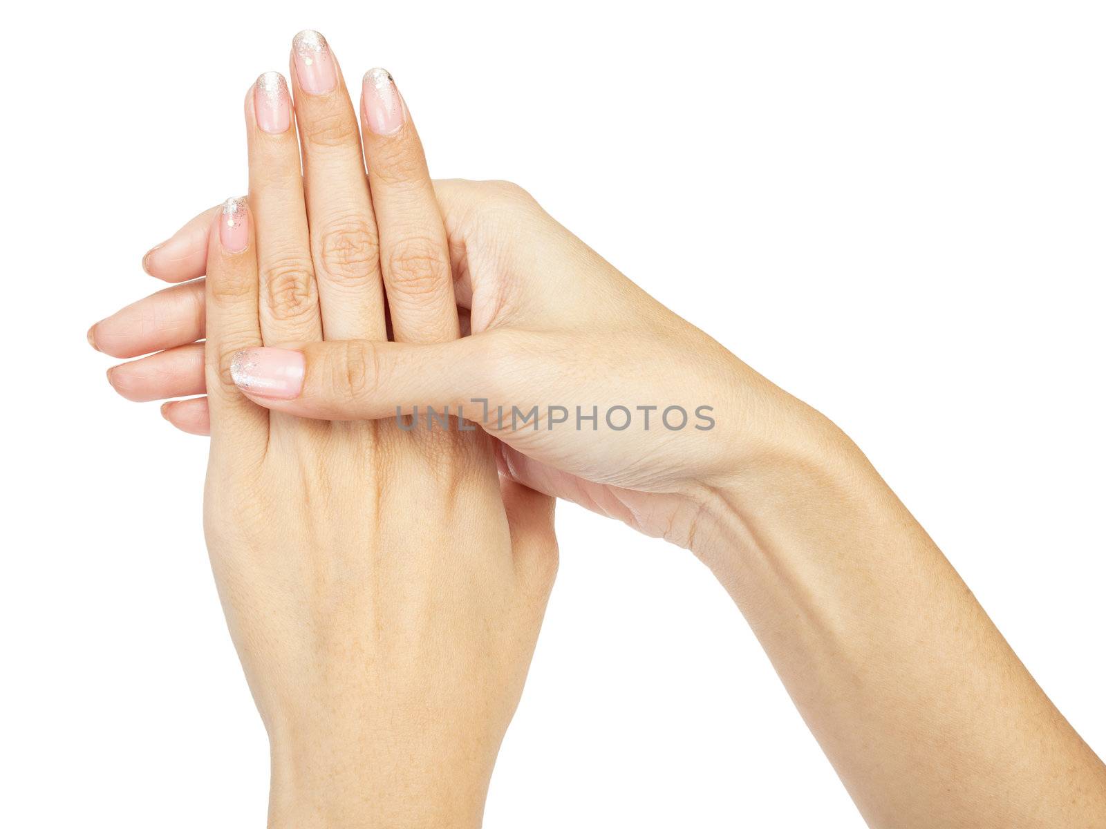 Women hands with nail manicure