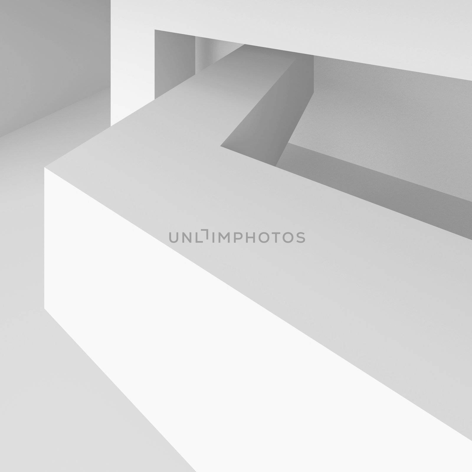 3d Illustration of White Abstract Architectural Shape