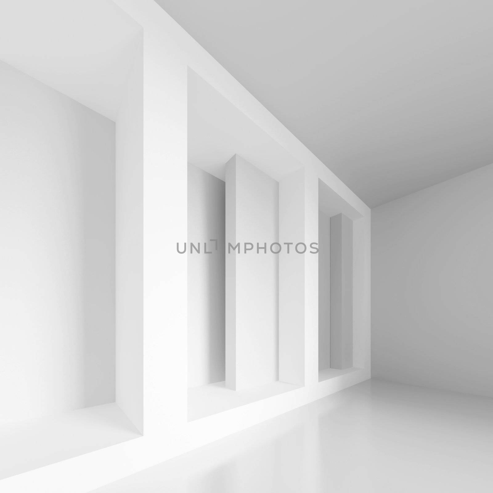 3d Illustration of White Modern Hall Background