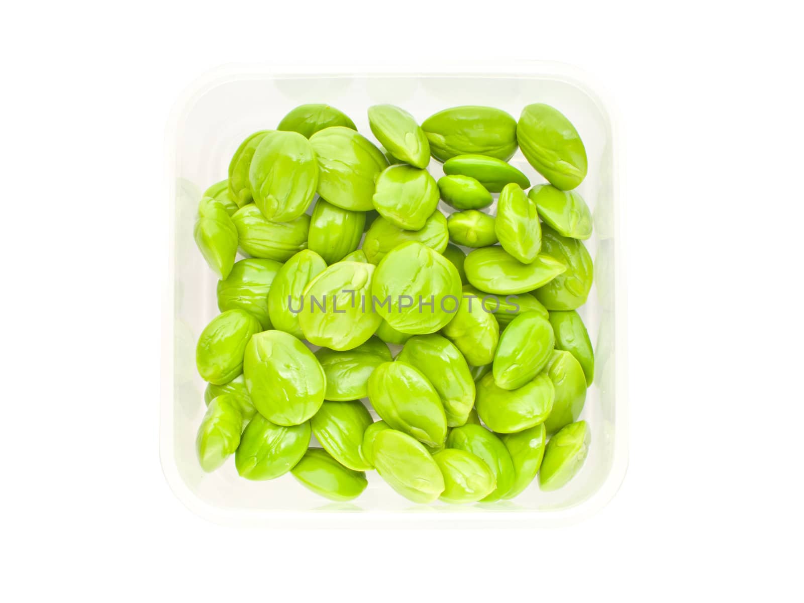 Tropical stinking edible beans on white background (Parkia Speciosa)