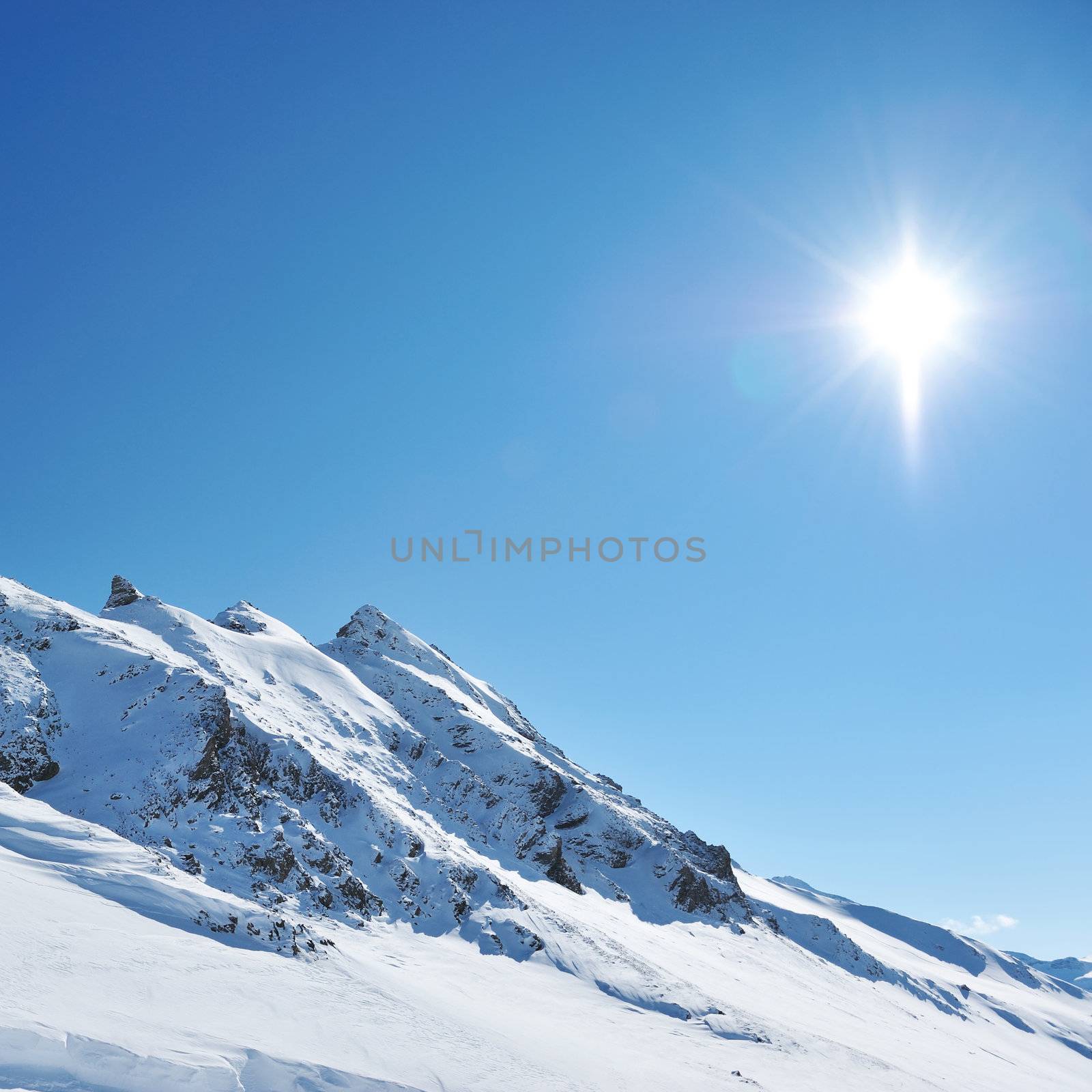 Mountains with snow in winter by haveseen