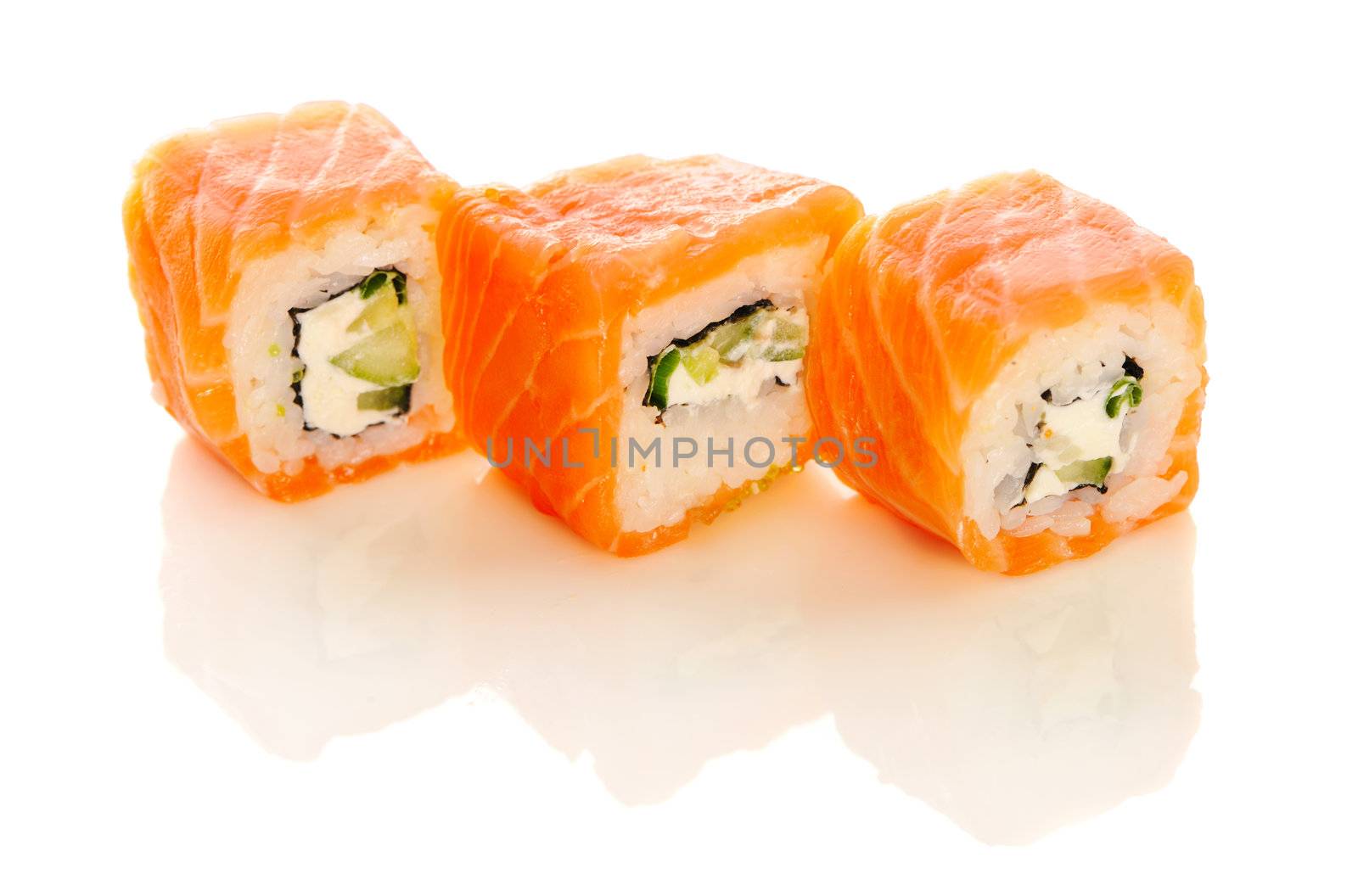 Sushi rolls isolated on white background