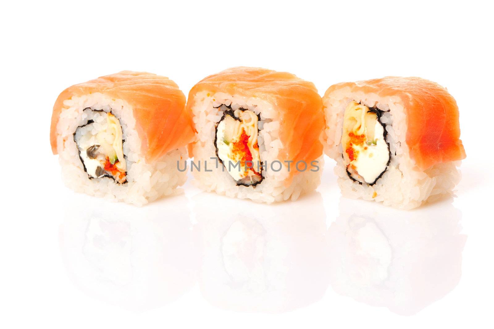 Sushi roll isolated on white background