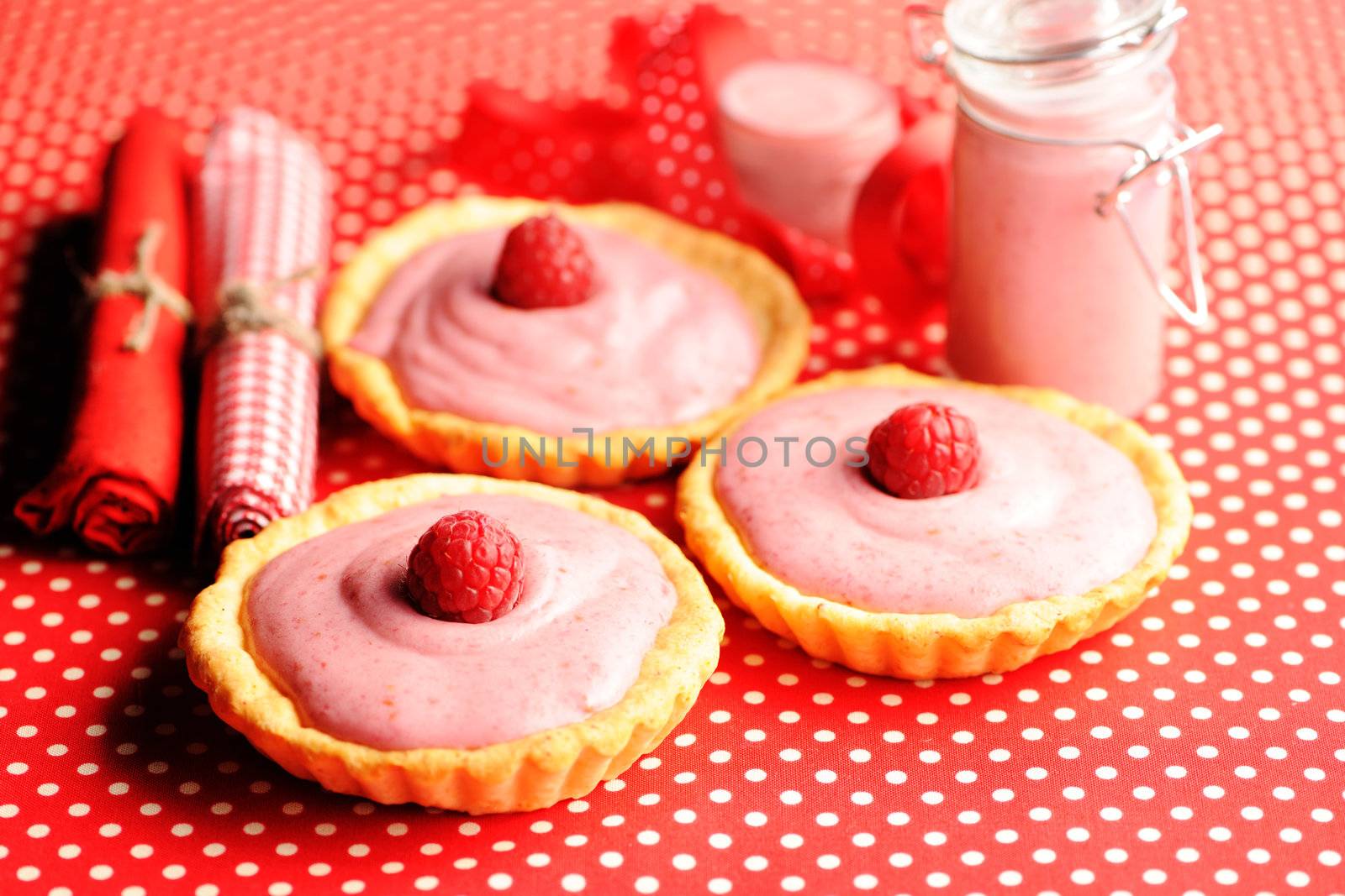 Cakes with raspberry yogurt dessert