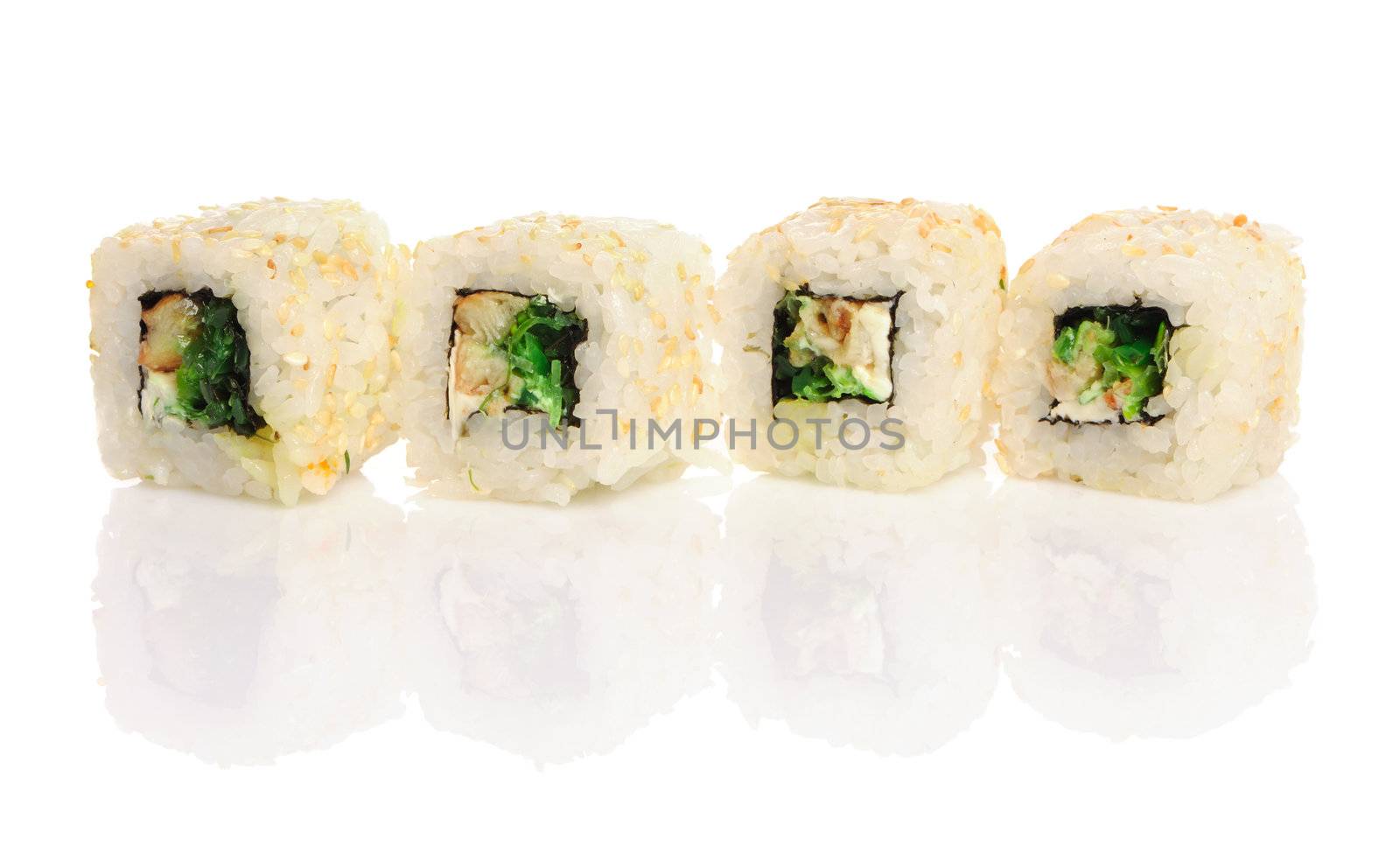 Sushi roll isolated on white background