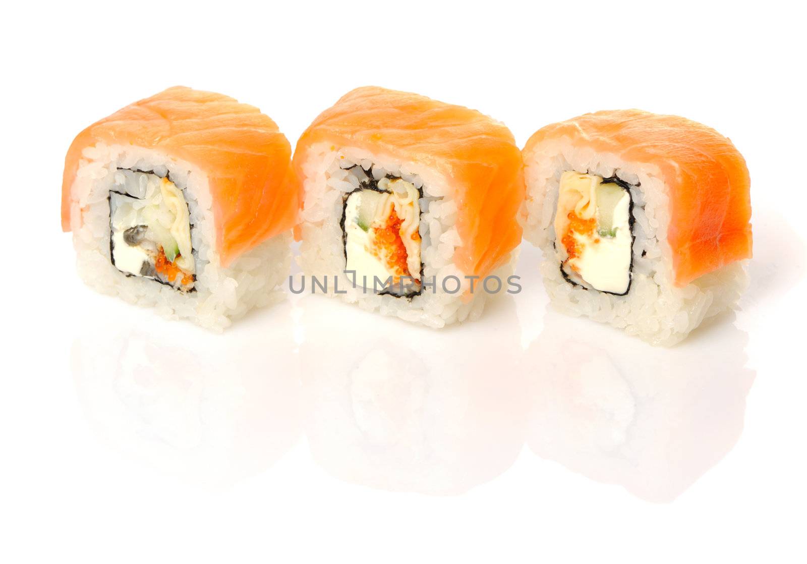 Sushi roll isolated on white background