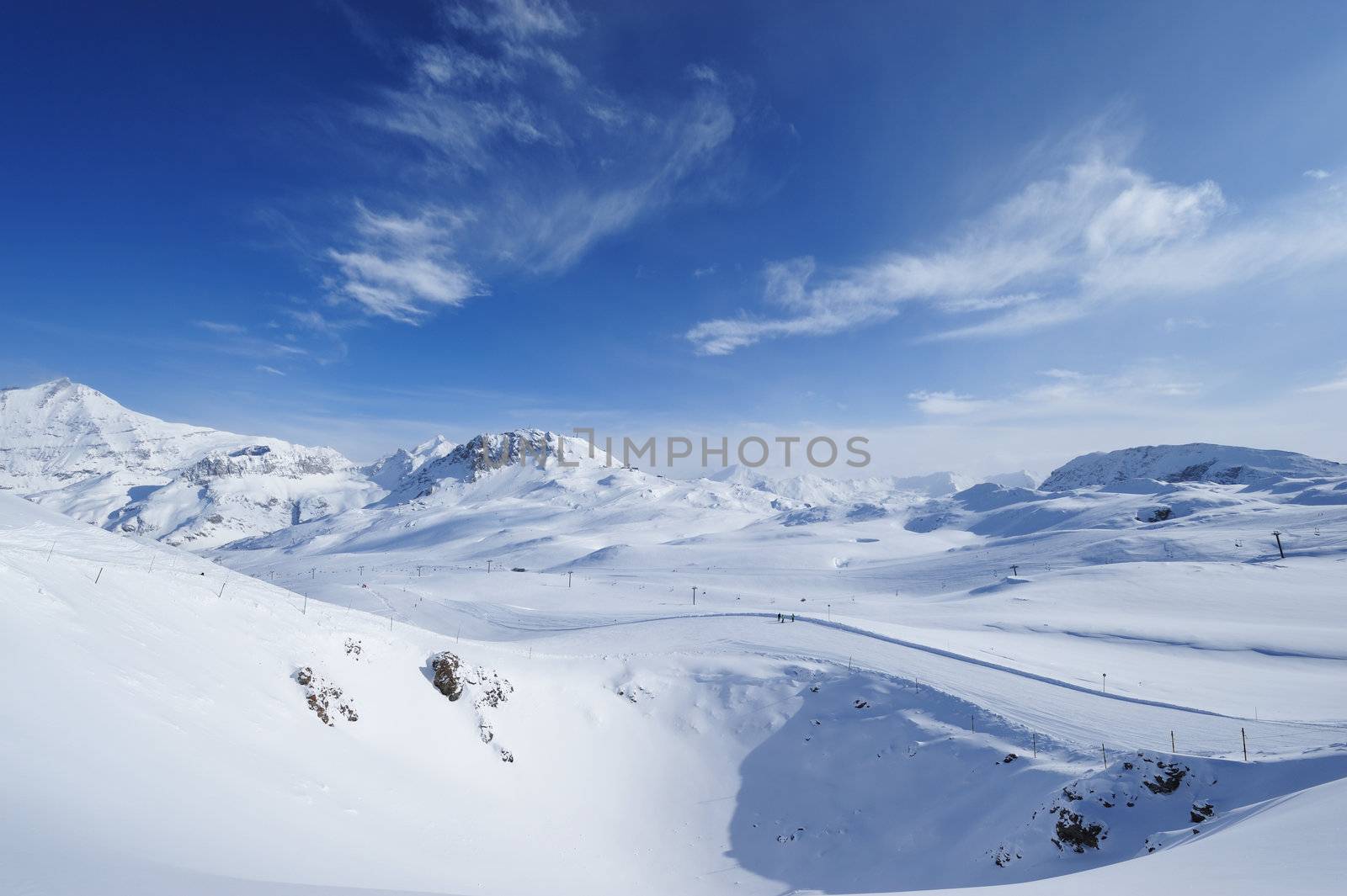 Mountains with snow in winter, Val-d'Isere, Alps, France