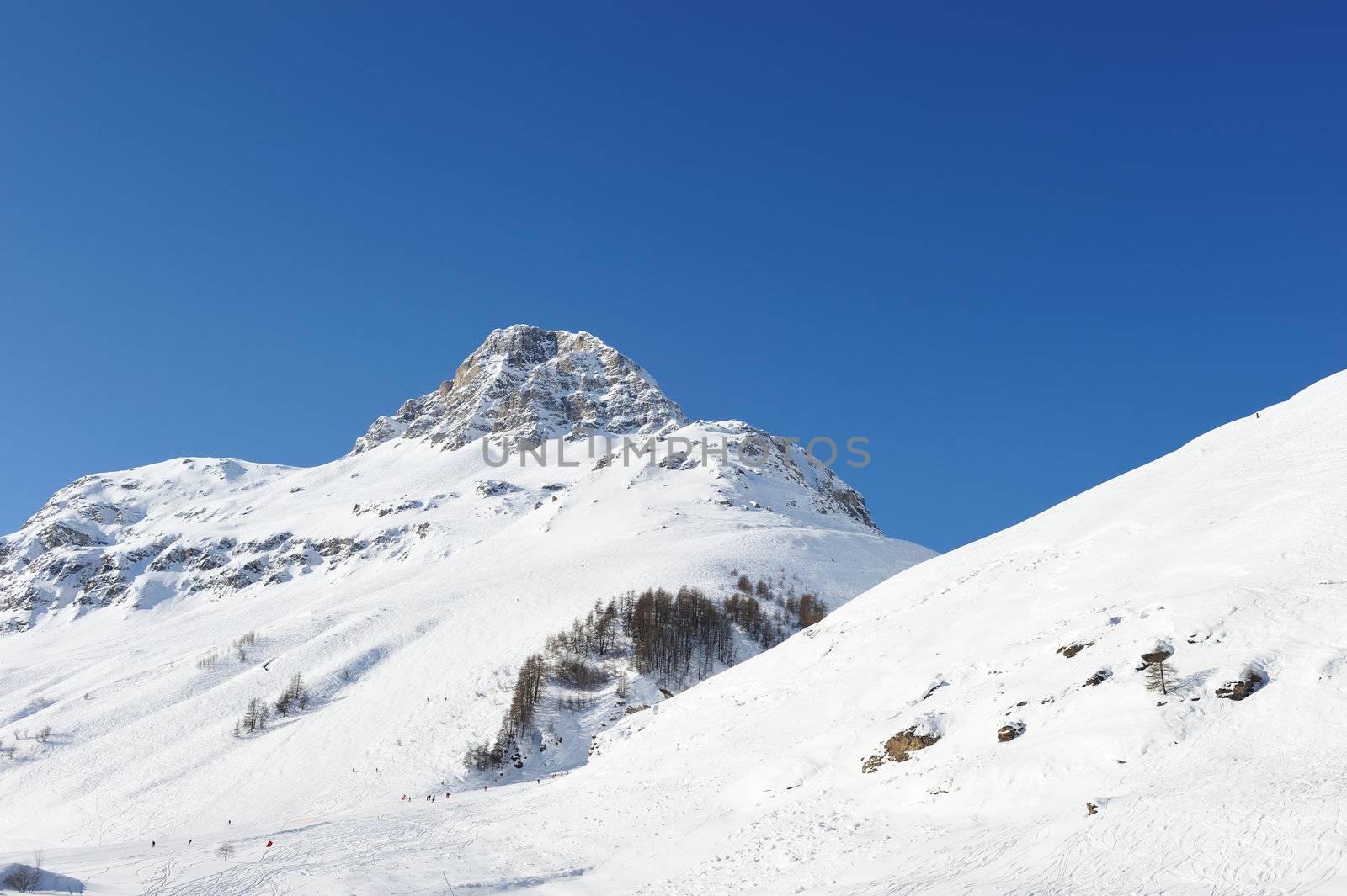 Mountains with snow in winter, Val-d'Isere, Alps, France
