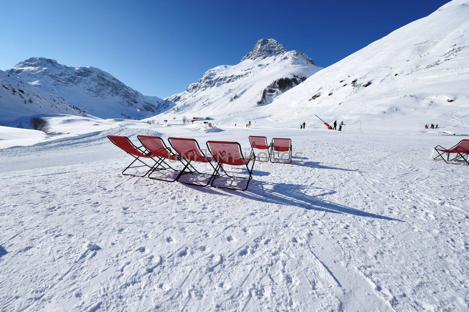 Mountains with snow in winter, Val-d'Isere, Alps, France