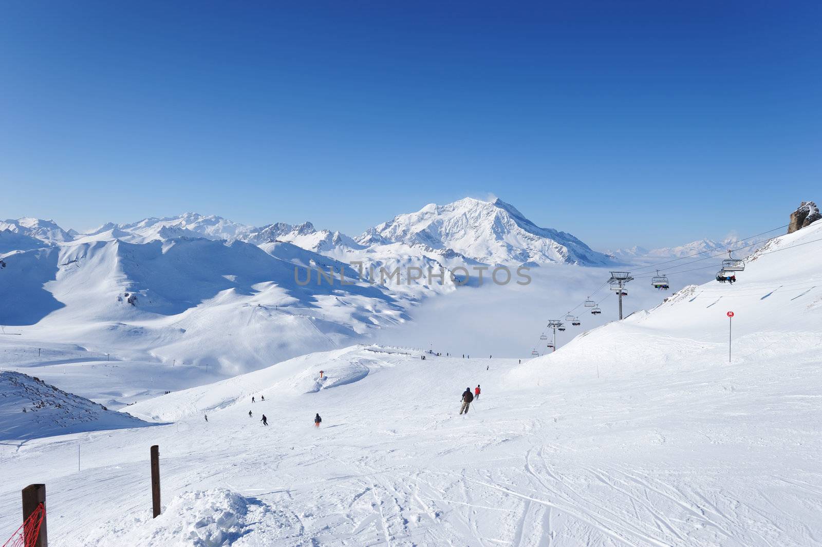 Mountains with snow in winter, Val-d'Isere, Alps, France