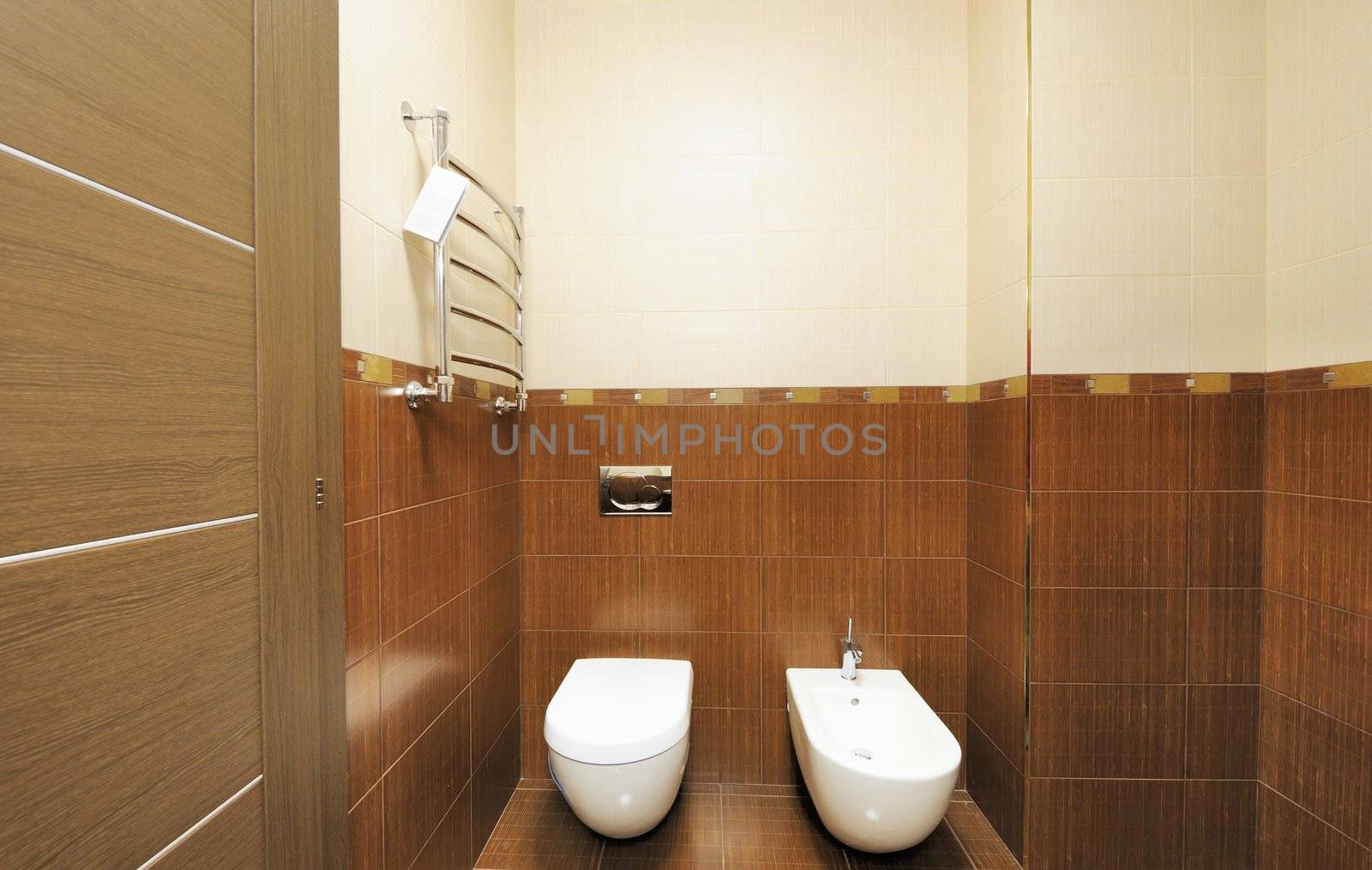 Modern luxury bathroom interior. No brandnames or copyright objects. 