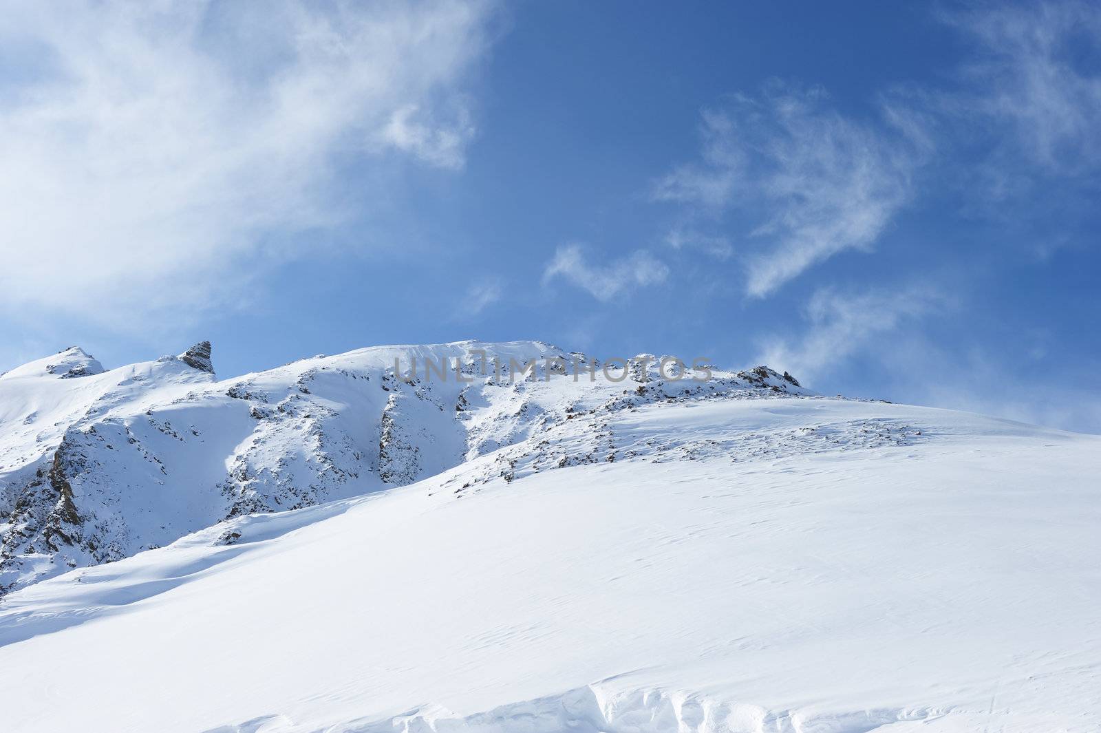 Mountains with snow in winter, Val-d'Isere, Alps, France