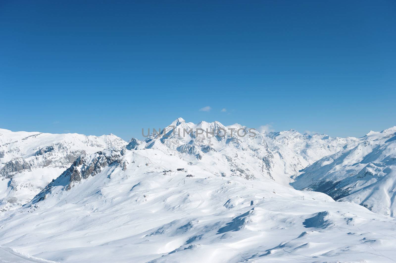 Mountains with snow in winter, Val-d'Isere, Alps, France