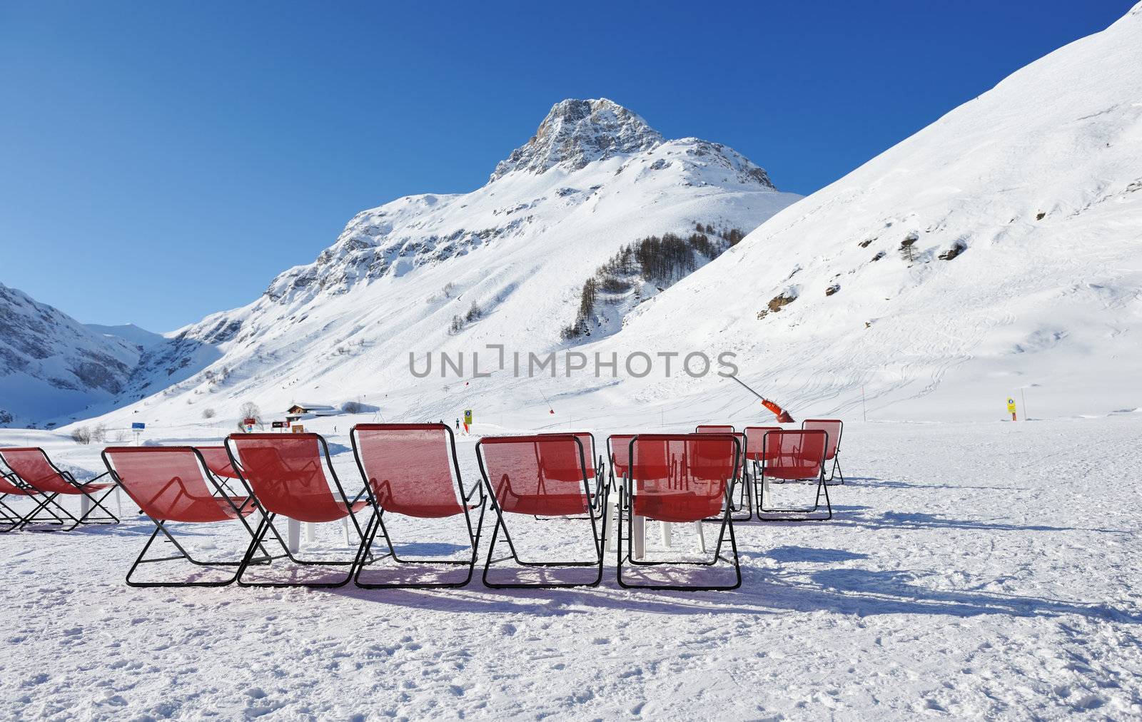 Mountains with snow in winter, Val-d'Isere, Alps, France
