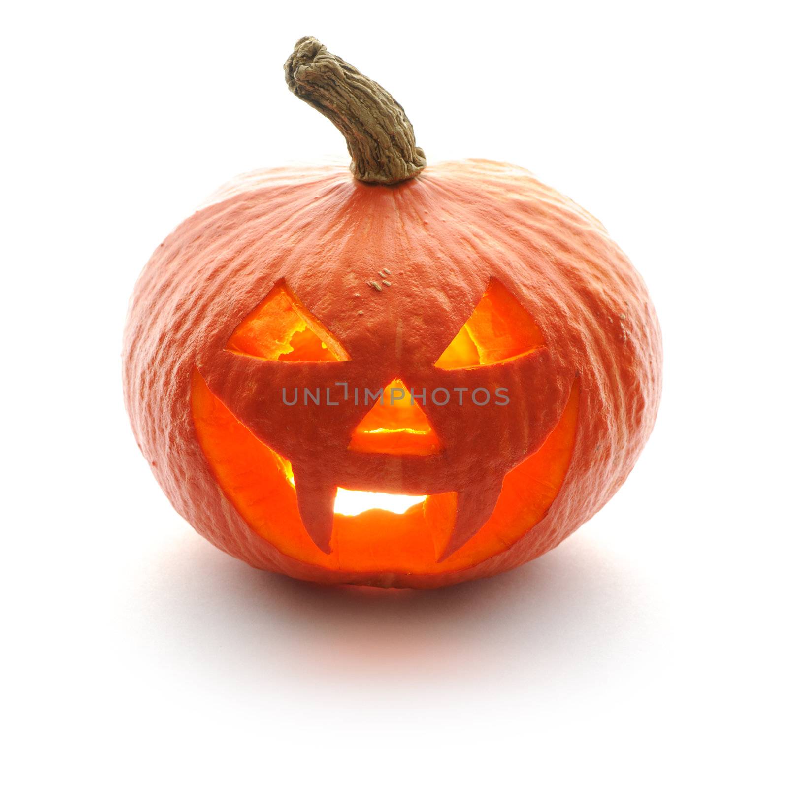 Halloween pumpkin Jack O'Lantern isolated on white