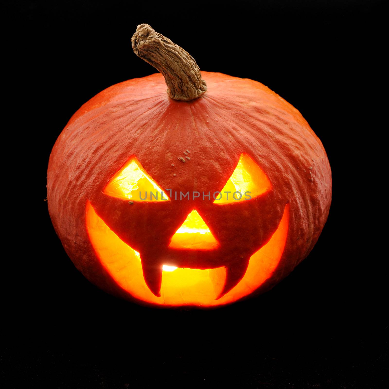 Halloween pumpkin Jack O'Lantern isolated on black