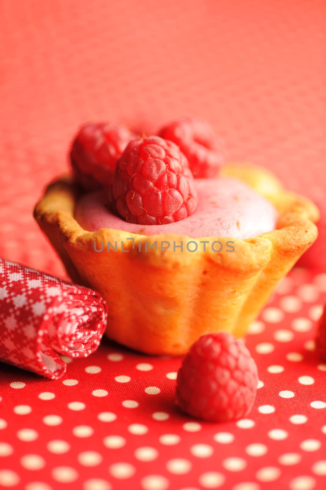 Cake with raspberry yogurt dessert by haveseen