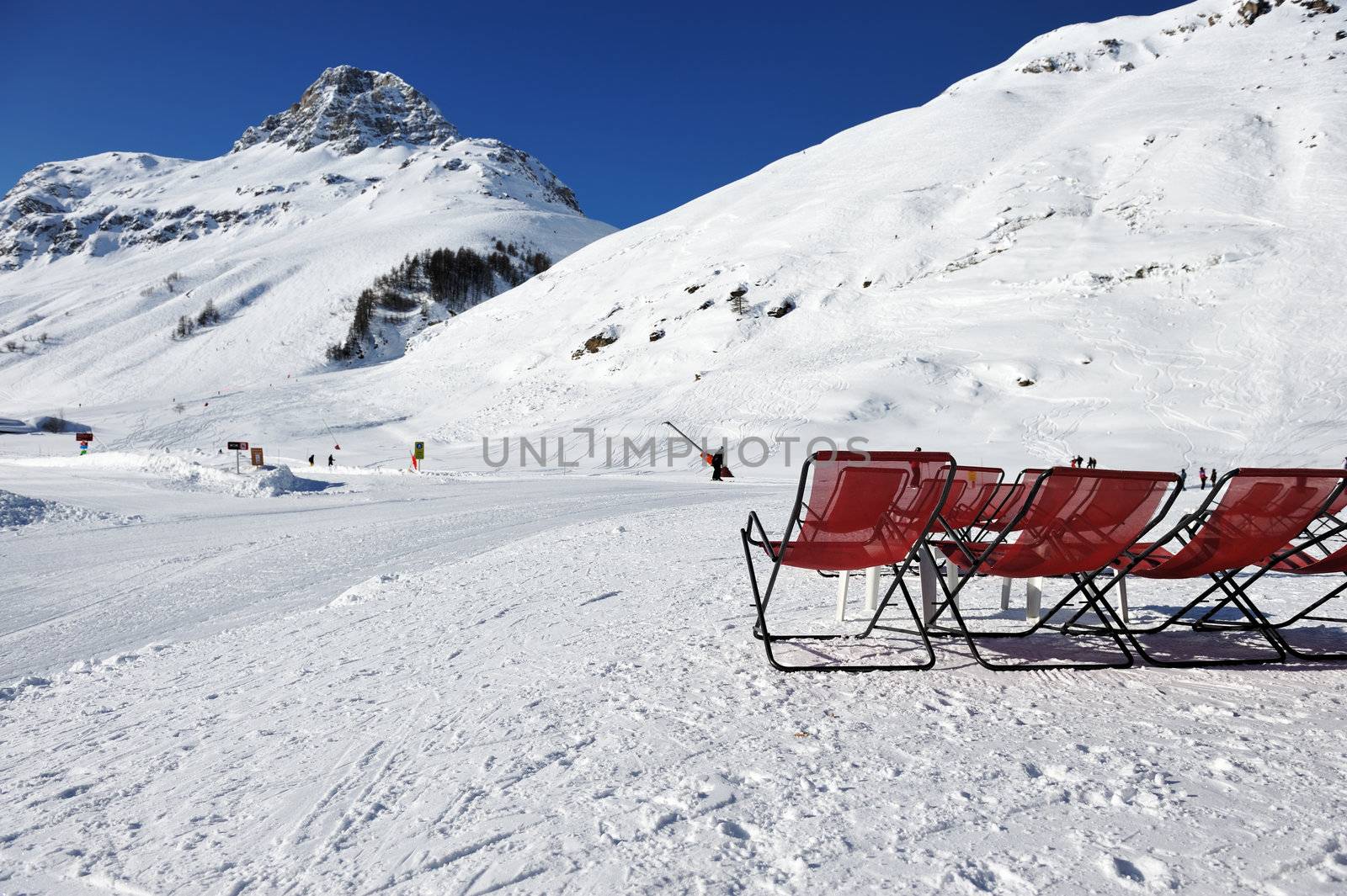 Mountains with snow in winter, Val-d'Isere, Alps, France