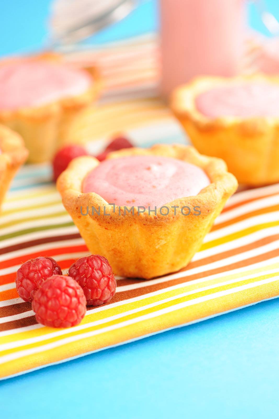 Cake with raspberry yogurt dessert by haveseen