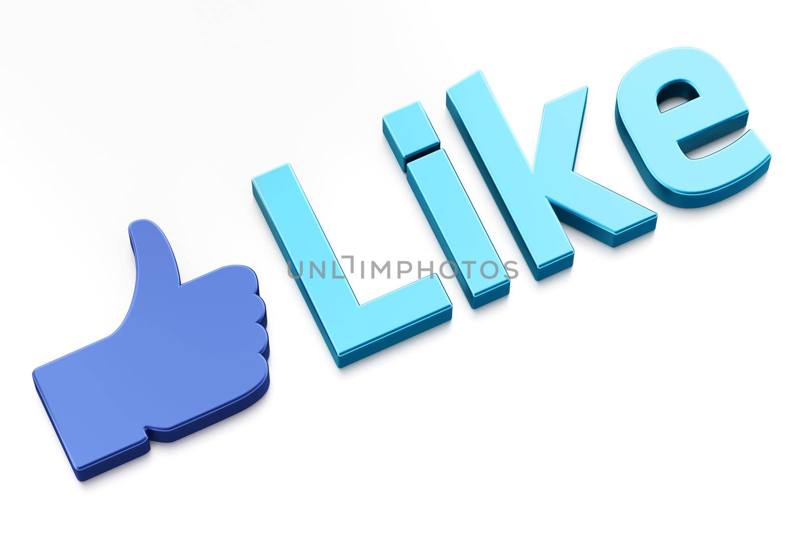 Like word 3d  render on white background