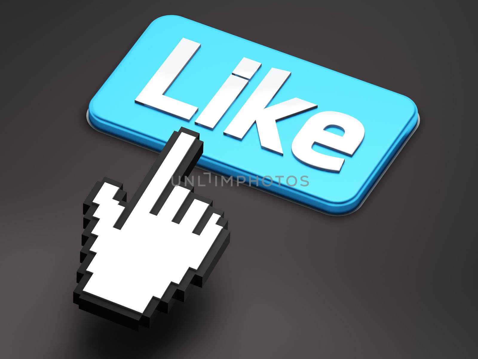 Hand-shaped mouse cursor press Like button by maxkabakov