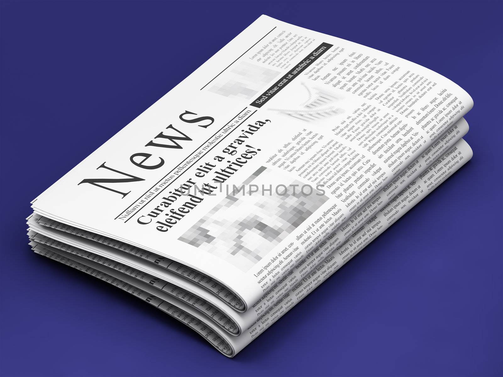 Newspapers on blue background