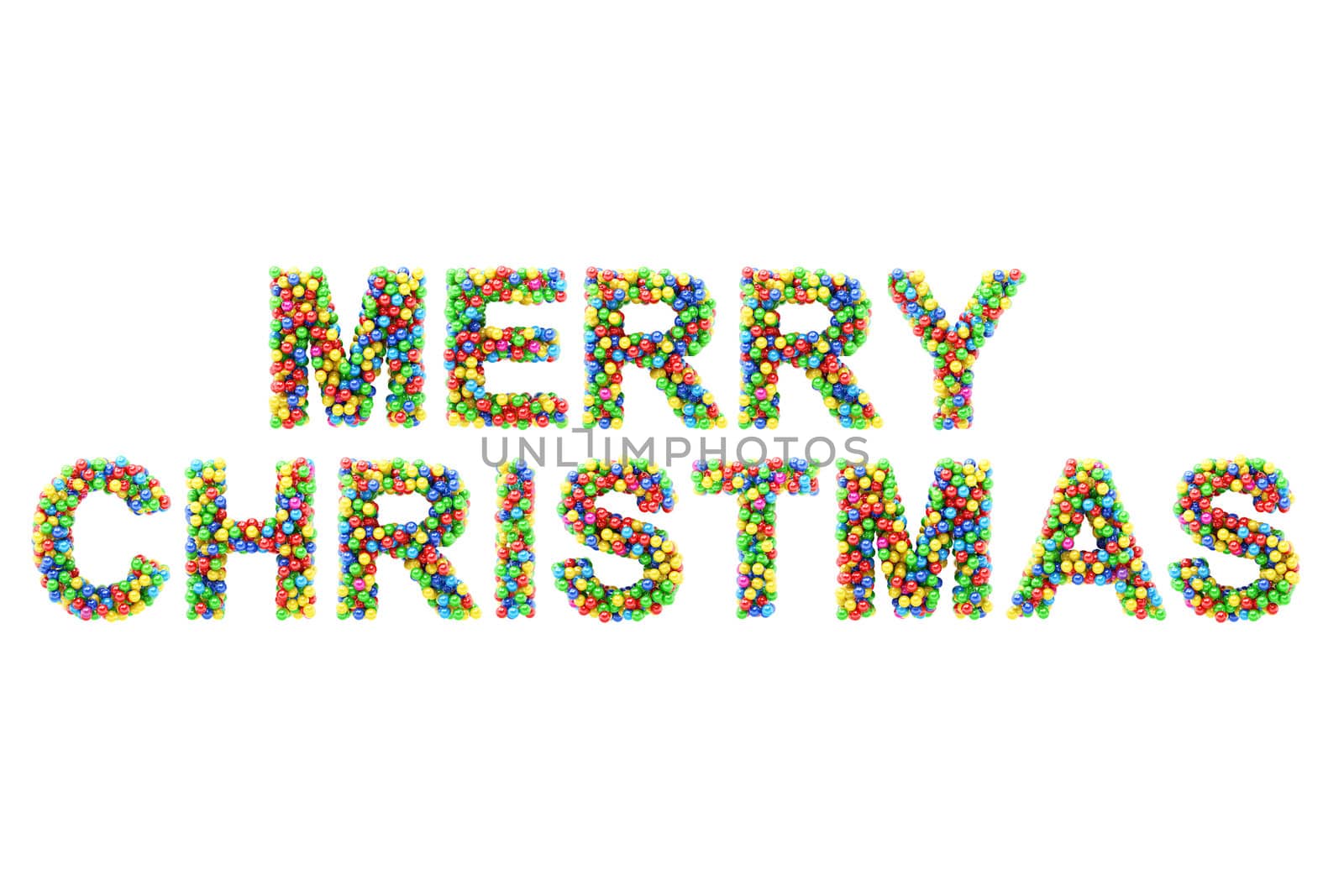 Colorful MERRY CHRISTMAS on white background, 3d render