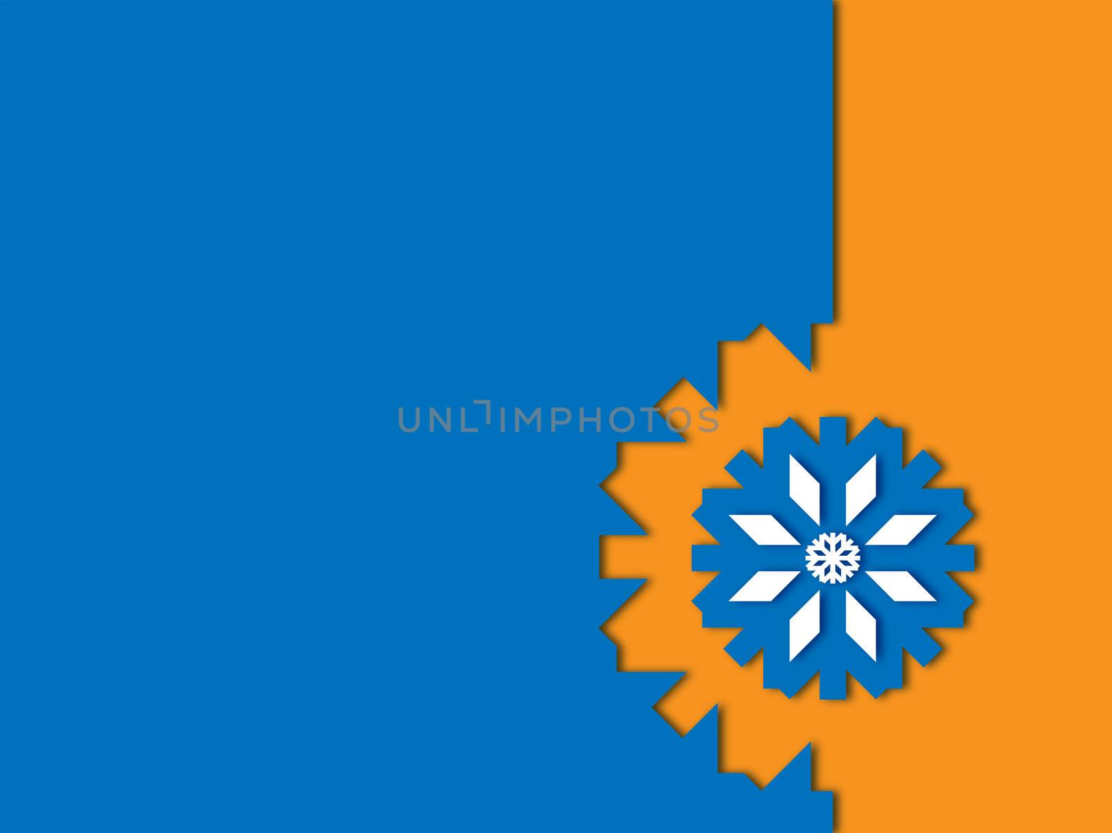 blue snowflake on orange a blue background by Ahojdoma