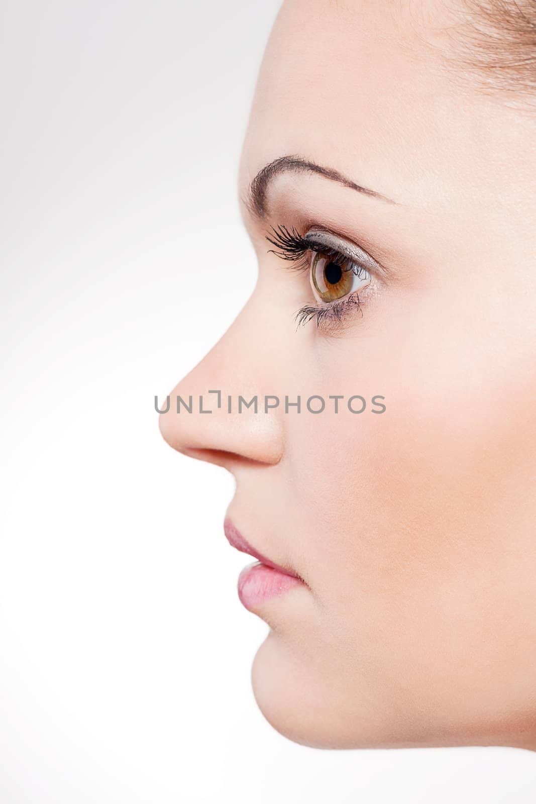 beautiful young woman portrait profile close up