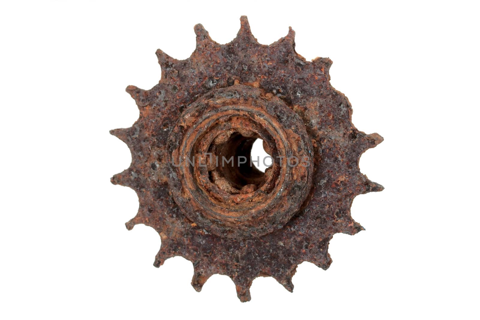 Old rusty gear, isolated on white background