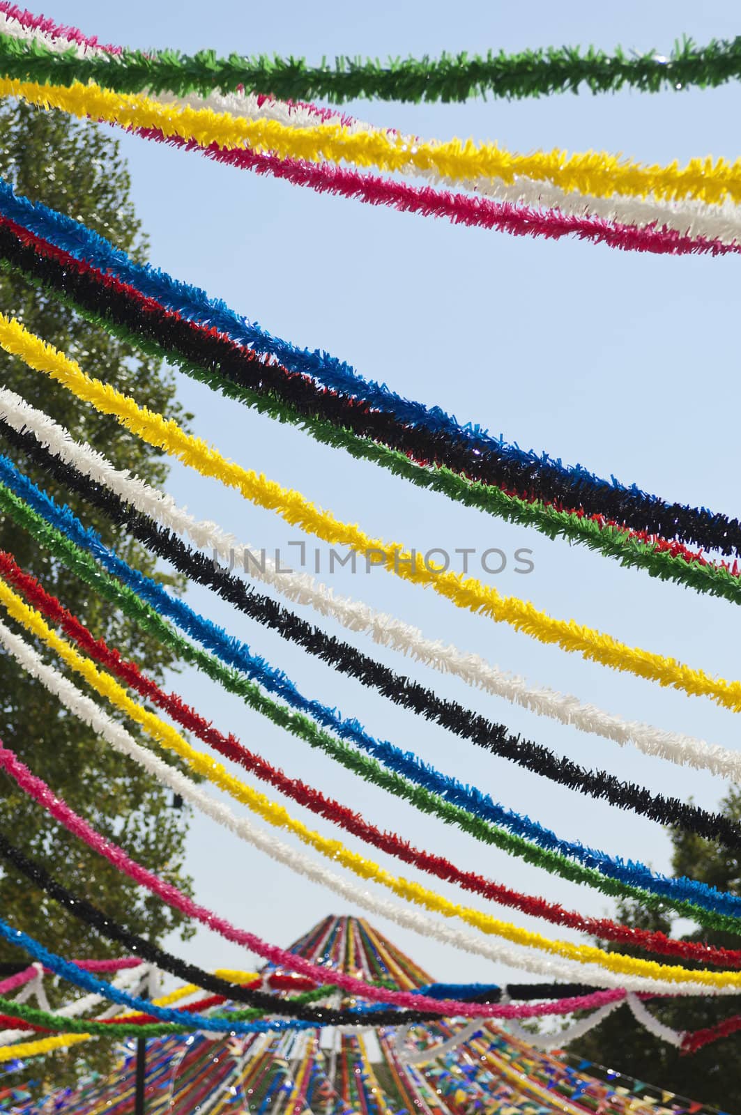 Detail of portuguese street traditional decorations in a summer festival, Alentejo, Portugal