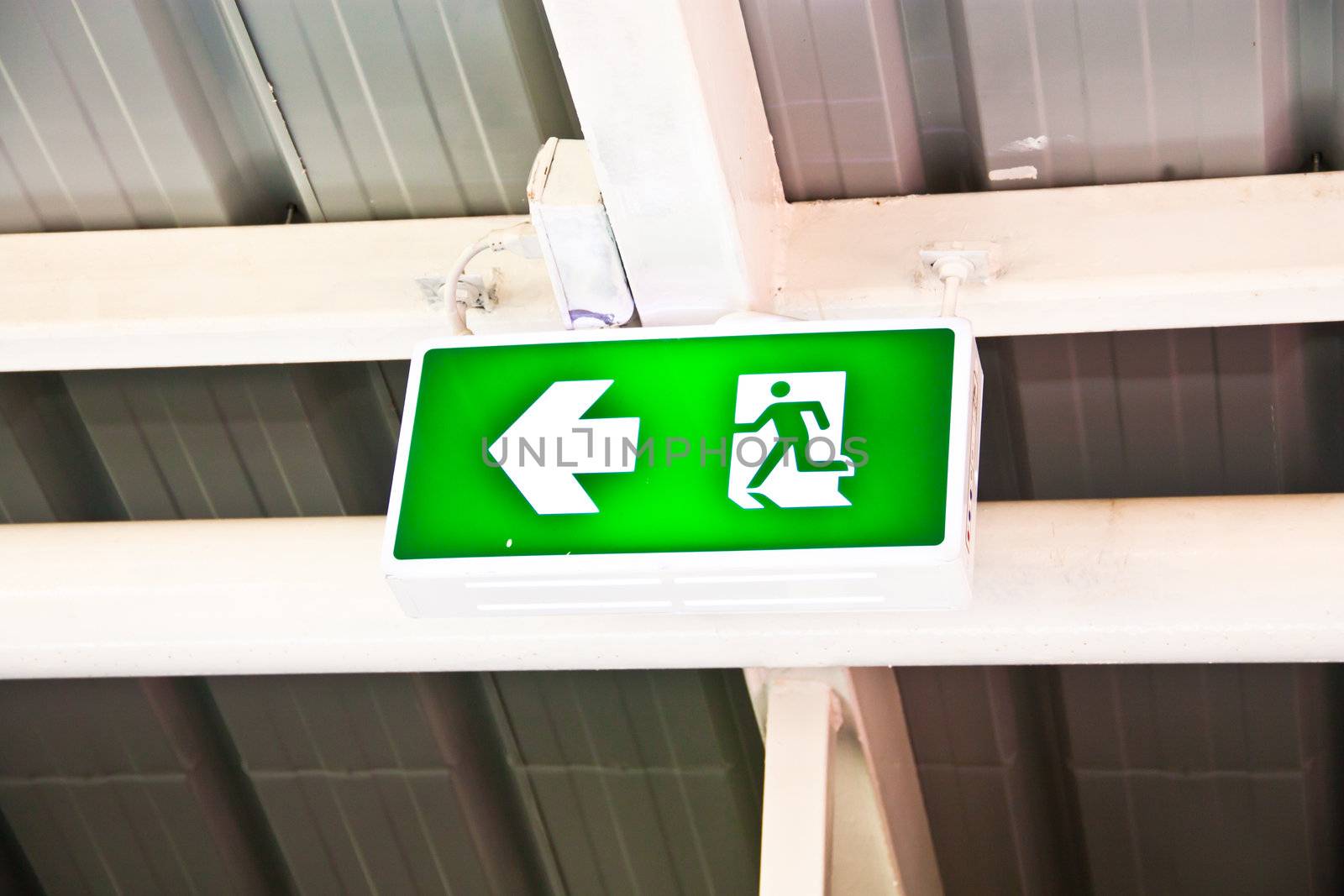 Fire exit signs in the green box. Used as a background.