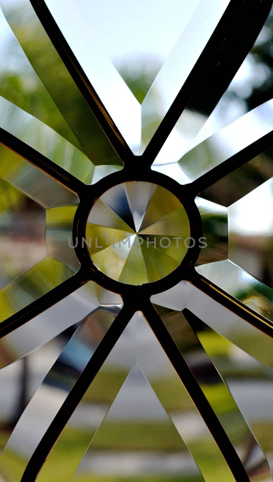 Closeup of a beautiful door glass pane.