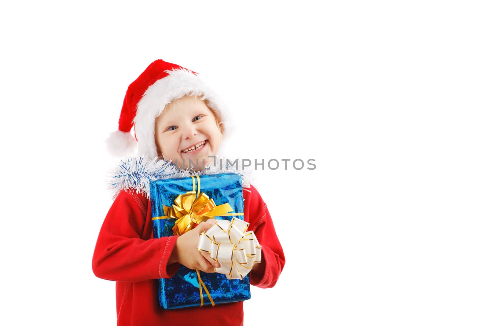 child with Christmas presents by vsurkov