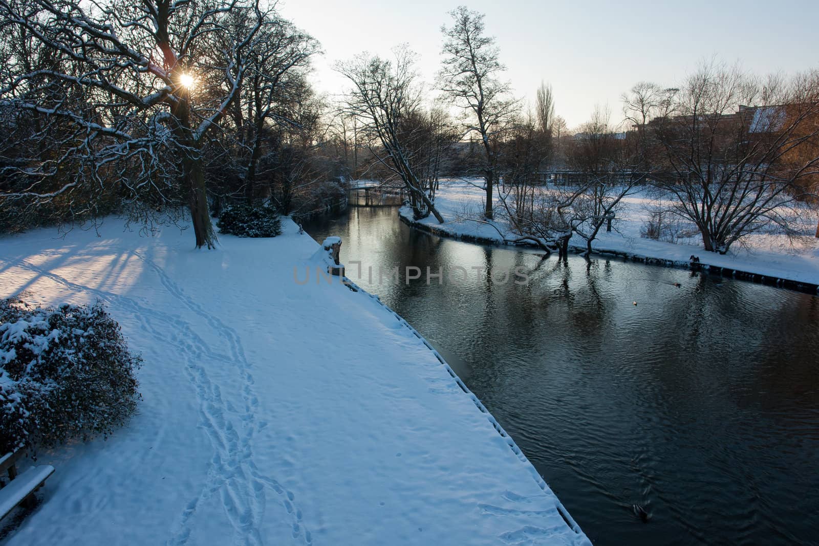 City park in the winter time - Odense the third largest city in Denmark