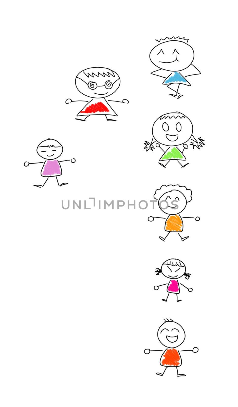 Cartoon numbers 1 and many children