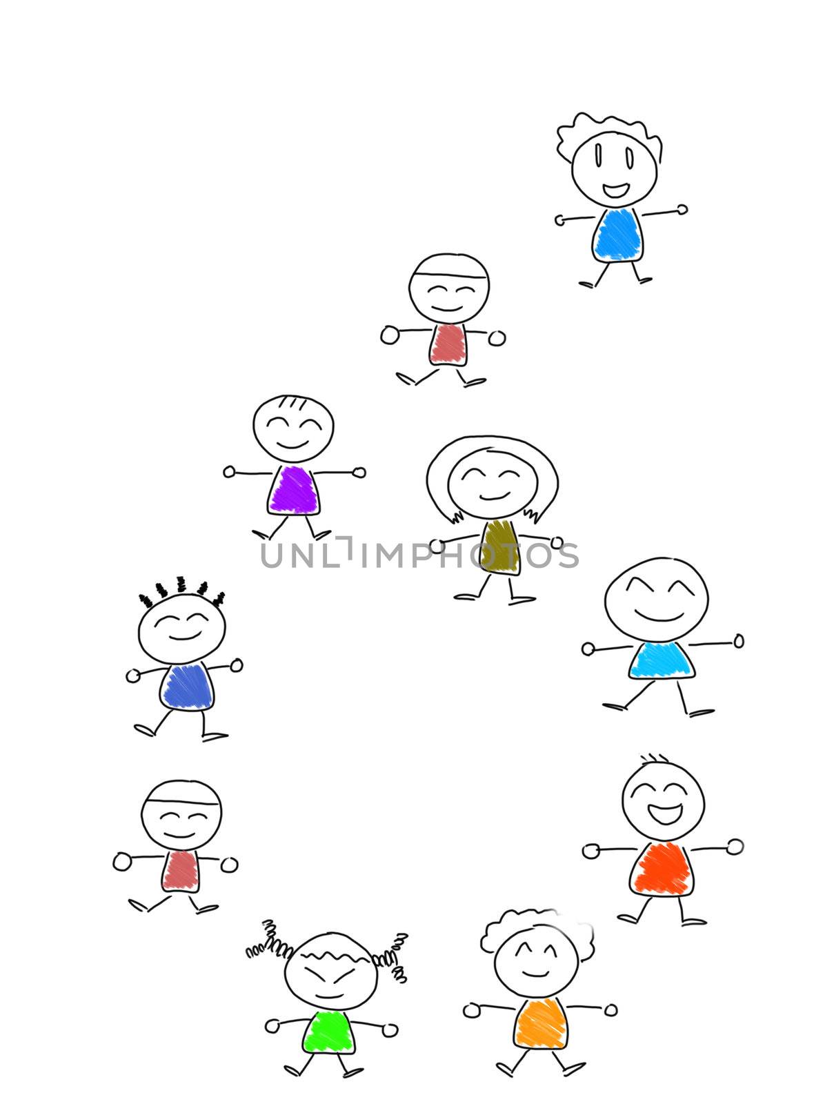Cartoon numbers 6 and many children