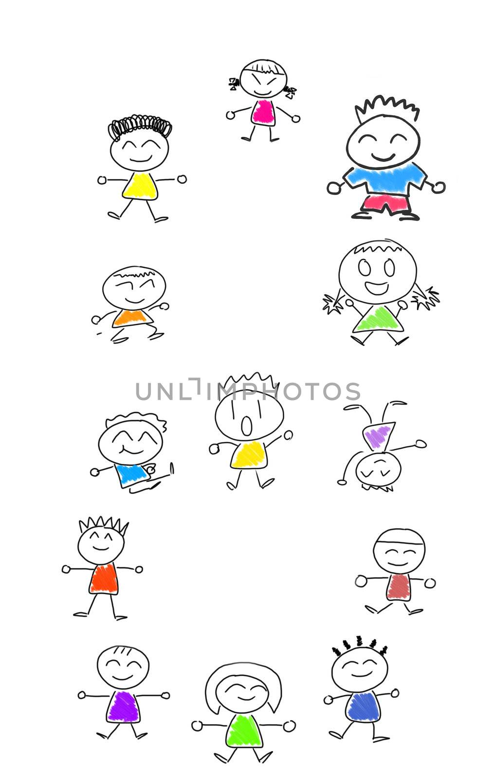 Cartoon numbers 8 and many children