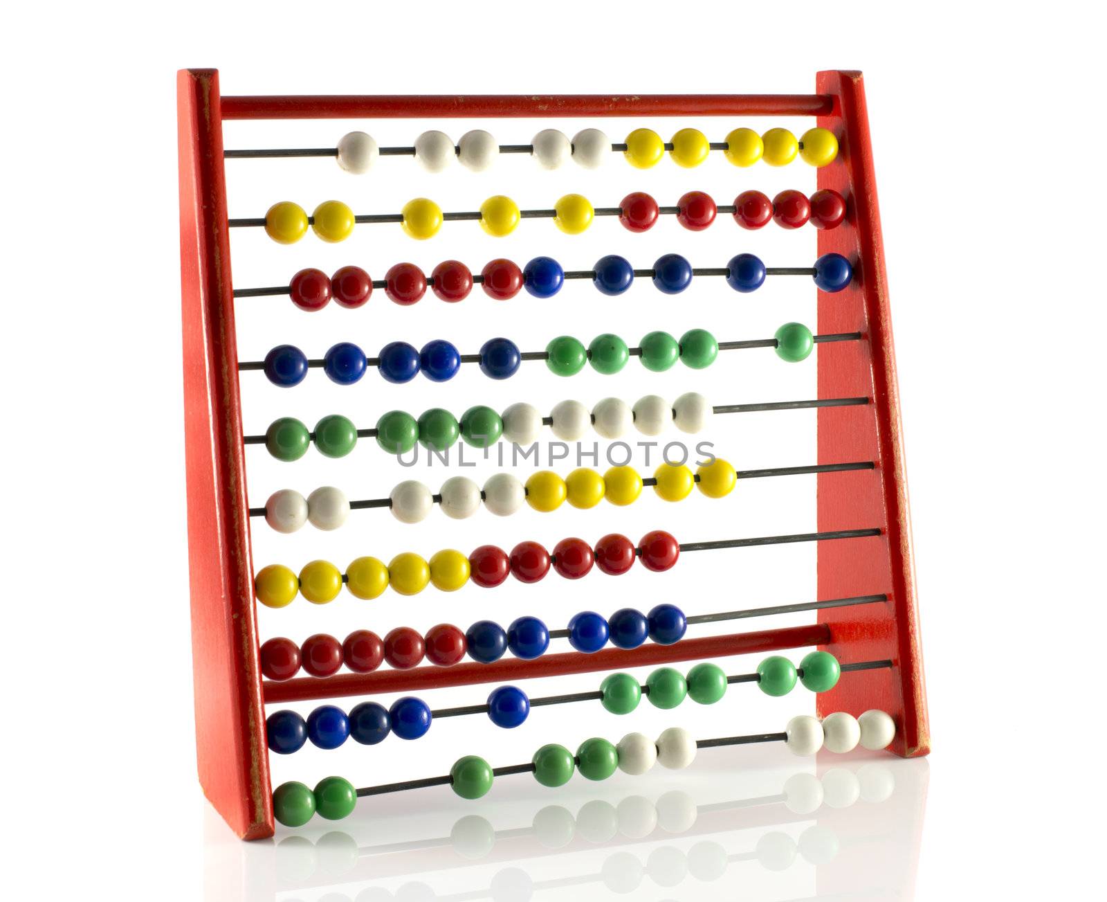 abacus with red green blue and white balls by compuinfoto