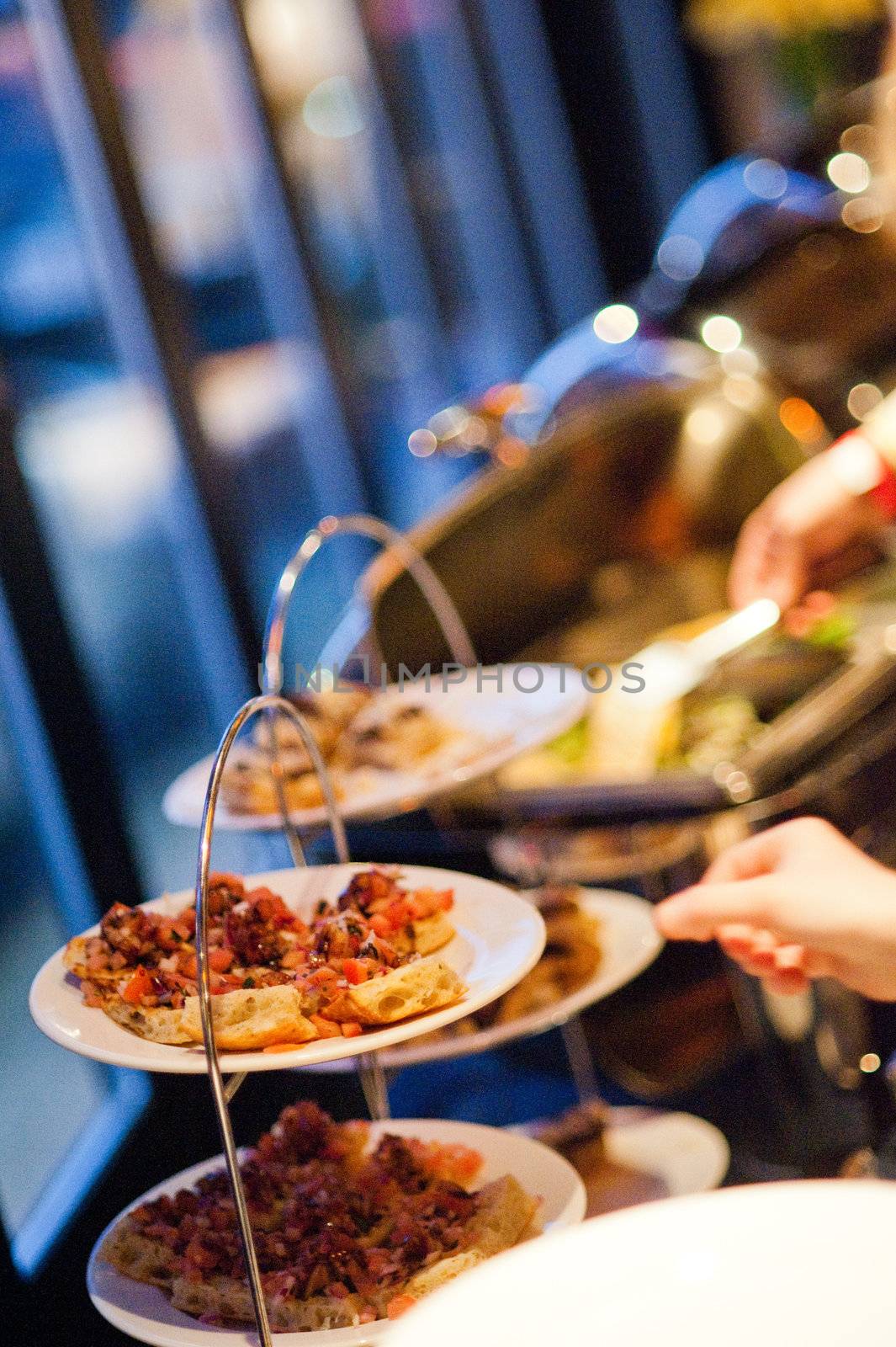 Appetizers at a buffet ready to eat