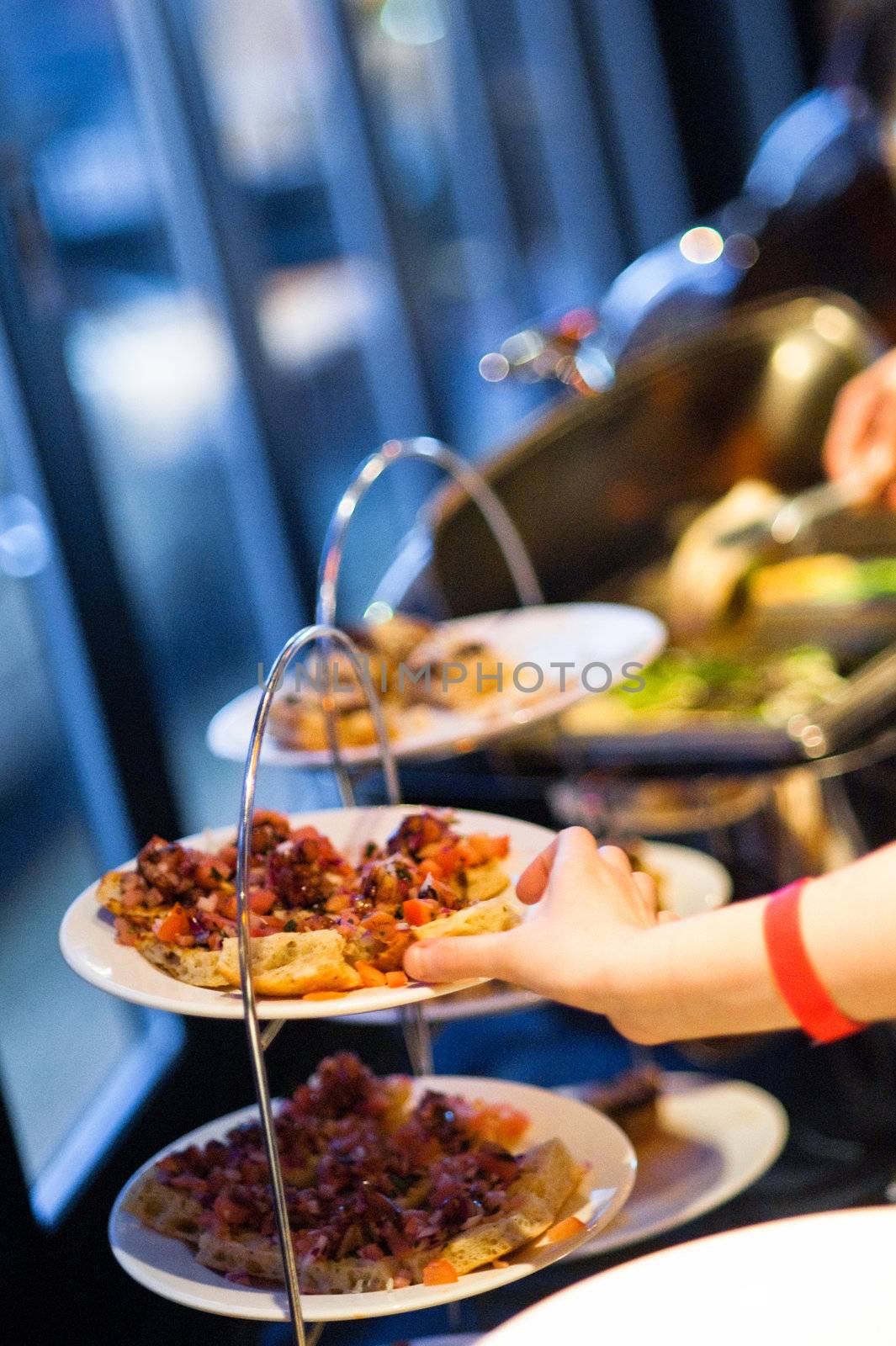 Appetizers at a buffet ready to eat