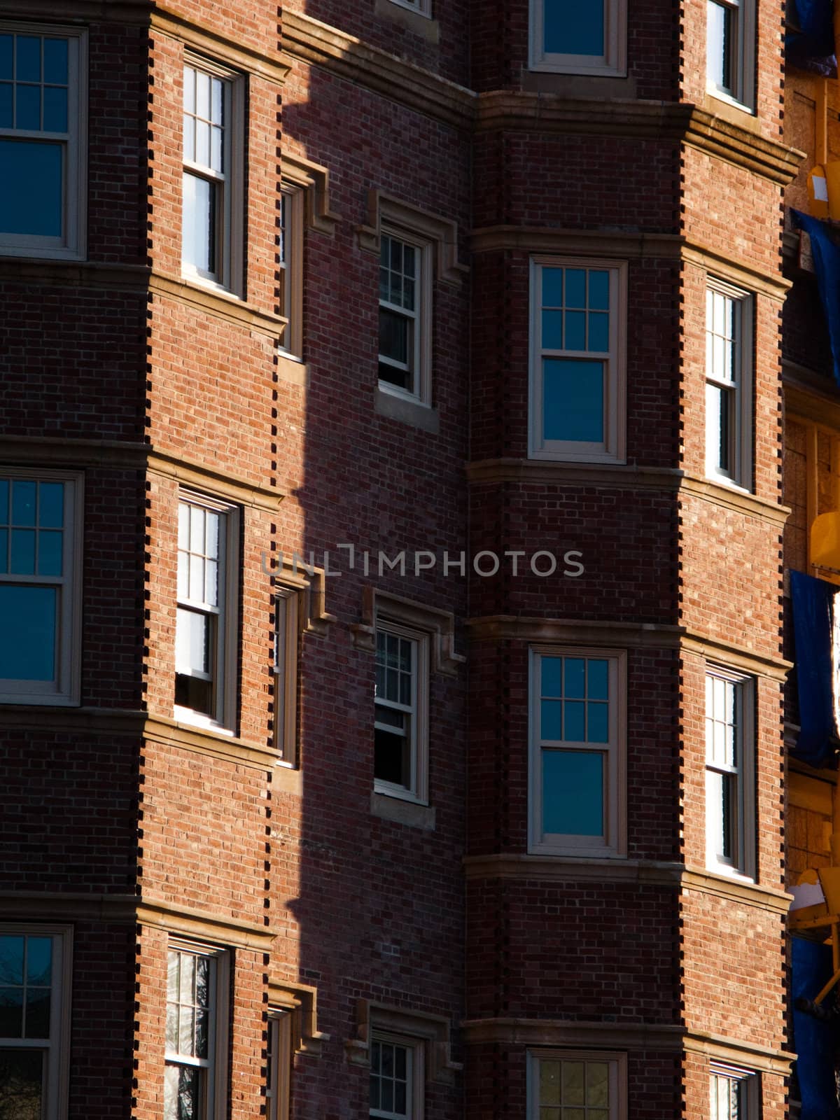 Detail view of brownstone house in Boston's Back Bay