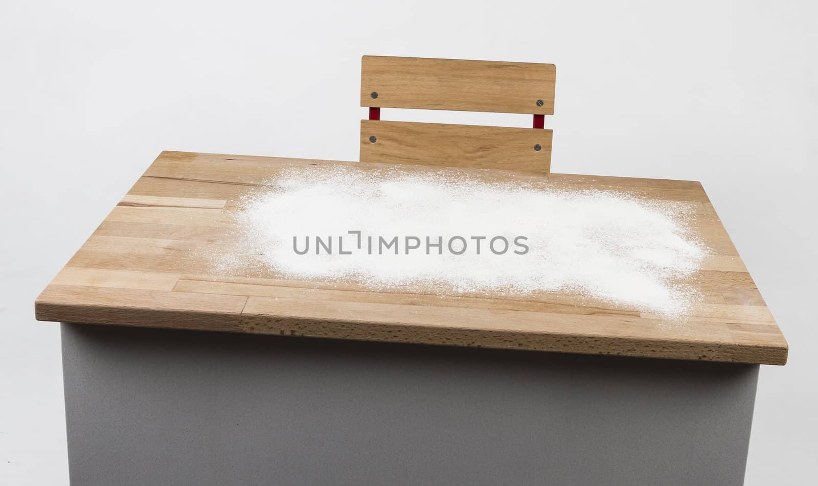 childrens desk with flour