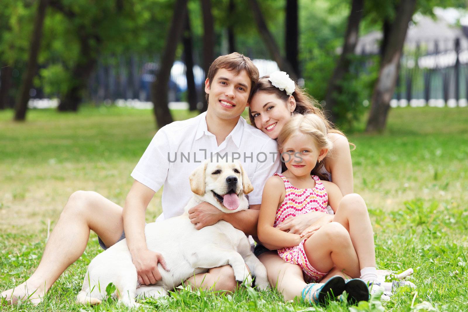 Happy family having fun outdoors by sergey_nivens