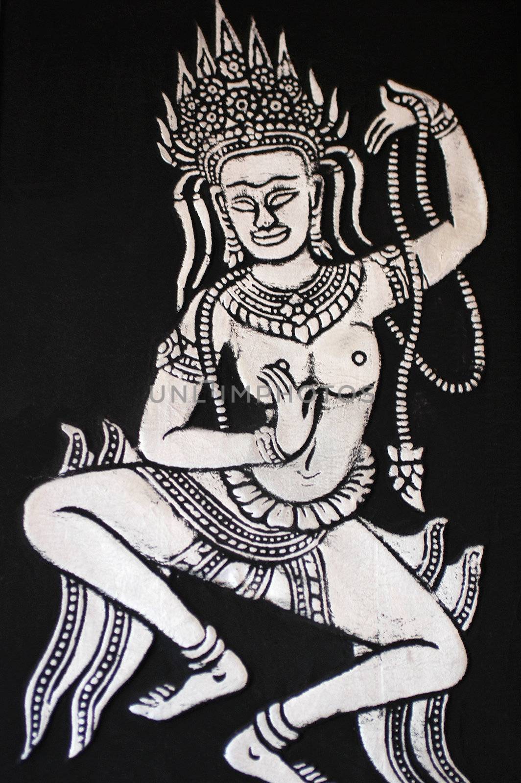 A piece of ink rubbing of the ancient rock carvings at Angkor, Cambodia