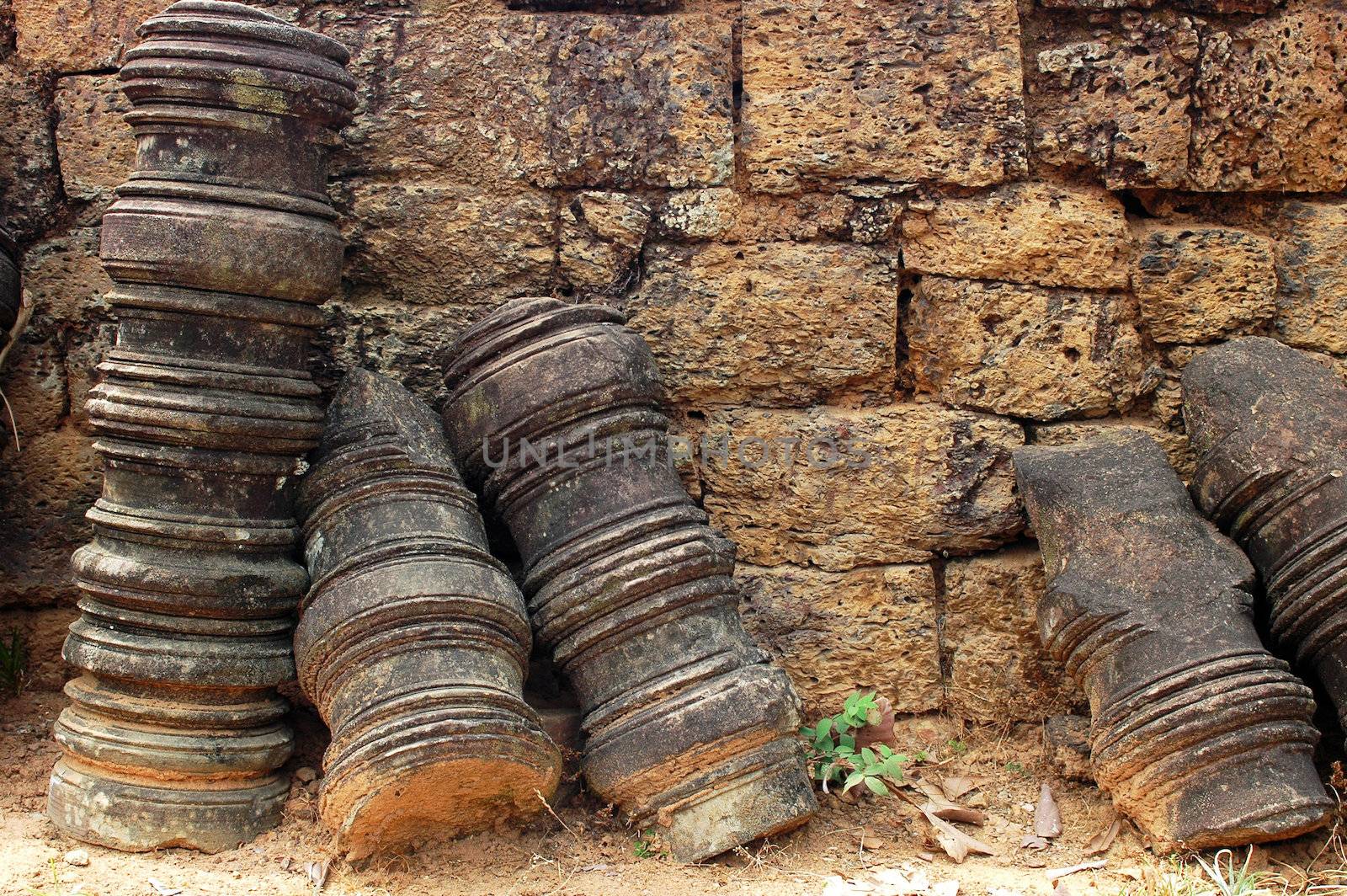 Stone art relics at Angkor, Cambodia