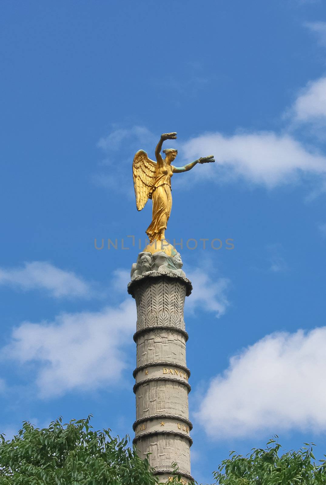 The Victory statue on the column in the palmier fountain in Pari by NickNick