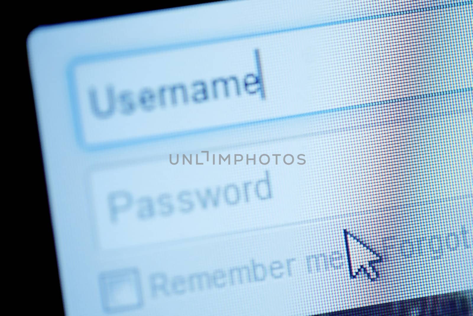 Login with username and password on computer screen
