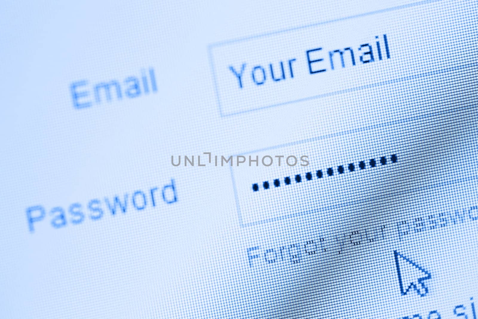 Login with email and password on computer screen