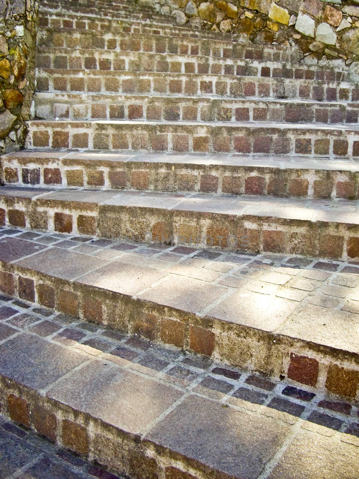 Stairway of color stone in Guanajuato Mexico